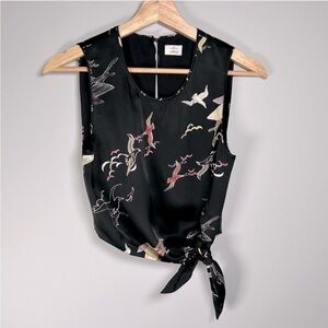 Wilfred - Aritzia Tie Front Crop Blouse Satin Silk